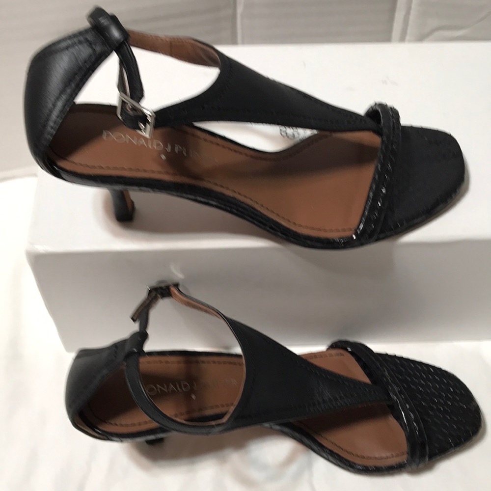 Donald J. Pliner Black Strappy Kitten Heel Sandals